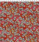 Skulls in Red & Orange Roses