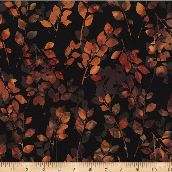 Black w Orange & Taupe Leaves