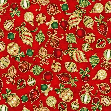 Mini Ornaments on Red Metallic