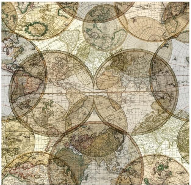 108" World Globes Wideback Tans, Orange & Green