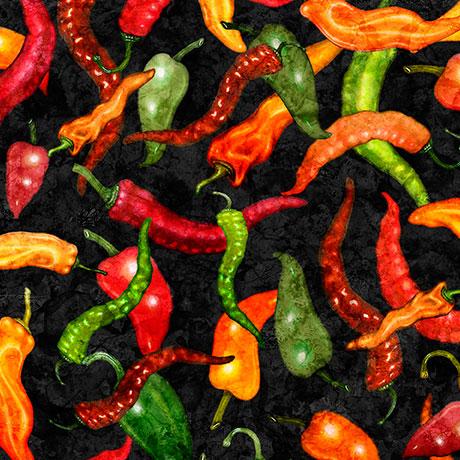 Black w Multi Chile Peppers