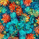 Teal Orange Yellow Succulents