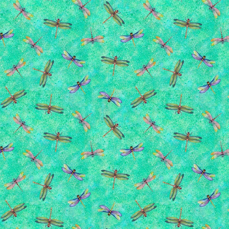 Green Turq w Sm Dragonflies