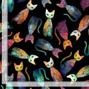 Tossed Quilt Cats on Black