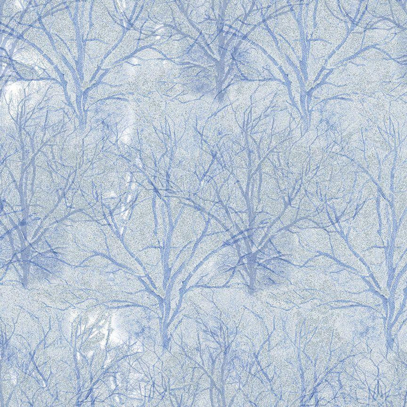 Light Blue Bare Trees Metallic Silver