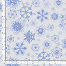 Large Blue Snowflakes on White Silver