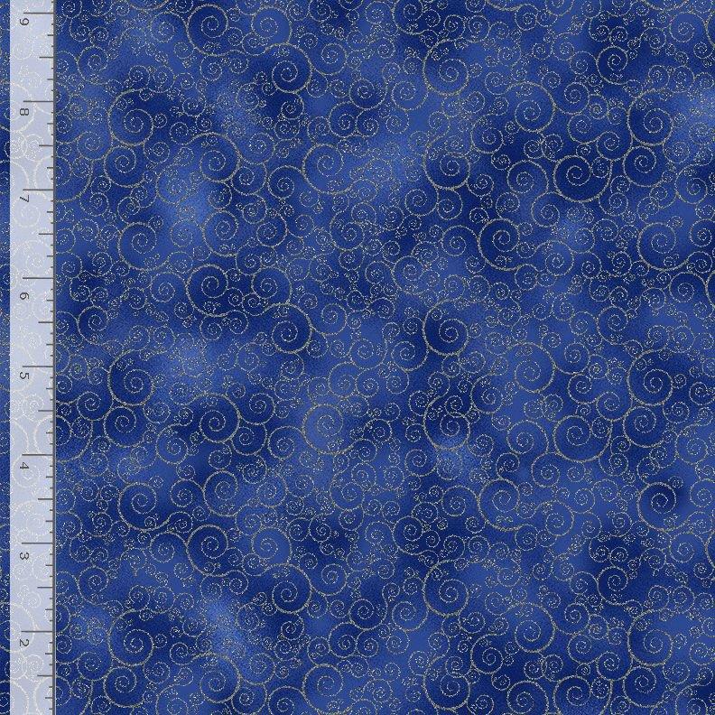 Blue Mottled w Small Snowflakes Silver
