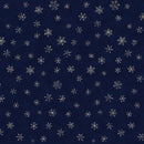 Navy w Mini Silver Snowflakes Metallic