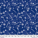 Blue w White Stars & Scribbles