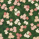 Pink Blossoms on Dark Green