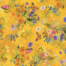 Bright Yellow w Small Butterflies & Flowers
