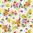 Light Yellow w Small Butterflies & Flowers