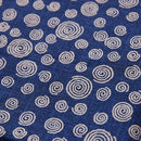 Indigo w Tan Circle Swirls