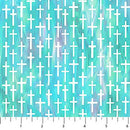 Sm Teal Crosses on Blue Green
