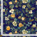 Navy w Yellow Flowers & Leaves