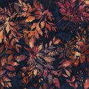 Batik Navy w Peach Rust Leaves