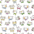 Flannel White w Multi Cat Face