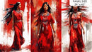 Woman Red Panel: Tryptic Native American
