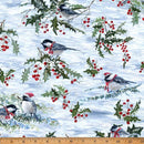 Chickadees Holly & Snow Blue