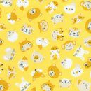 Flannel Yellow w Animal Faces Browns & White