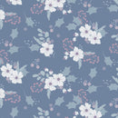Flowers & Holly Leaves on Dark Blue