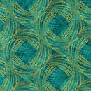 Gold Interlocking Fan on Teal Metallic