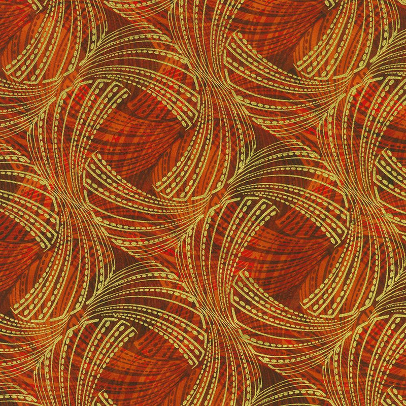 Rust w Gold Interlocking Fans