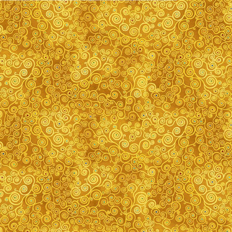 Golden Swirls w Colored Dot Centers, Cleo