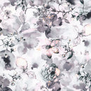 Gray & Pink Flowers on White Ruby Rose Fog