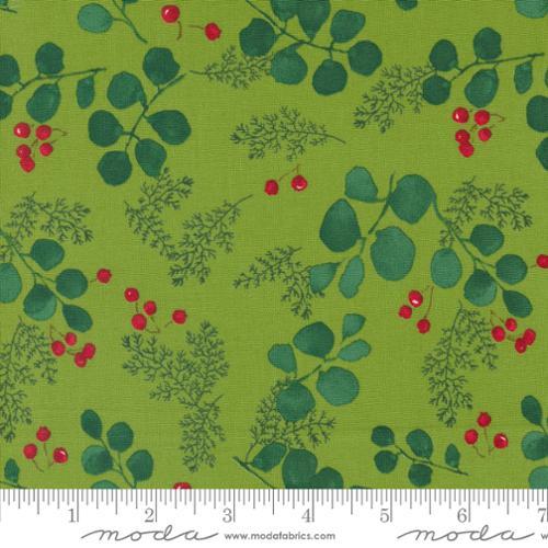 Greenery & Berries on Grass Green, Yellow green, Red & Forest Winterly