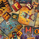 Halloween Patchwork, Collage Gold, Text, Creatures, Blocks Creepin' It Real