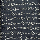 Indigo Navy w Tan Asian Text Printed Poplin