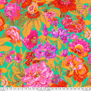 Kaffe Green w Red Pink Floral Gold Hightlights