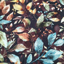Leaves on Plum in Cool Pastels Blue, Mauve, Orange & Green
