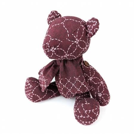 Little Sashiko Teddy Bear Red