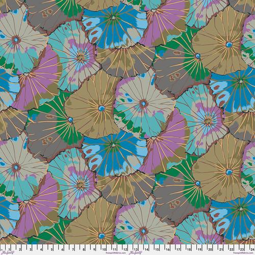 Lotus Leaf Teal Brown & Grey w Yellow and Orange