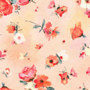 Lt Pink w Pink Orange Cream Flowers Ruby Rose Pink