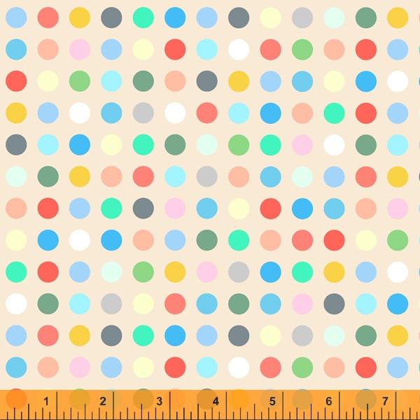 Medium Dots on Dark Cream Multi Colored in Rows