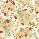 Small Floral Vines Metallic on Tan 12" Repeat