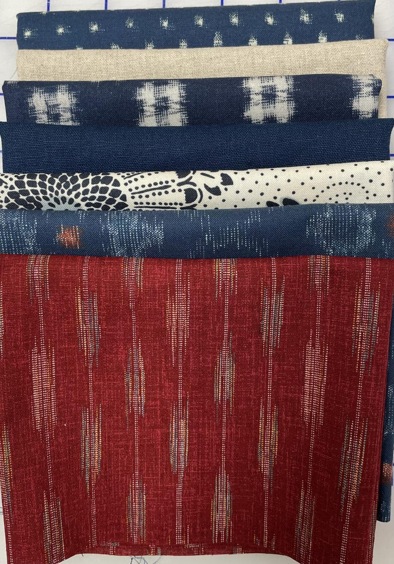 Modern Japanese Rice Pouch Material ONLY Kit Blue