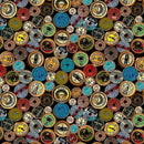 Multi Antique Spool Labels on Black