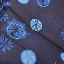 Navy Blue w Blue Dashes Shibori Print Indigo