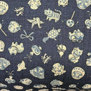 Navy Dobby w Small Ornaments approx. .75" in size
