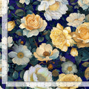 Navy w Large Yellow Cream Florals