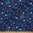 Navy w Red White Blue Stars & Flowers