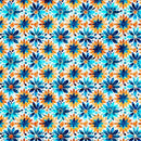 Orange & Teal Florals on Cream