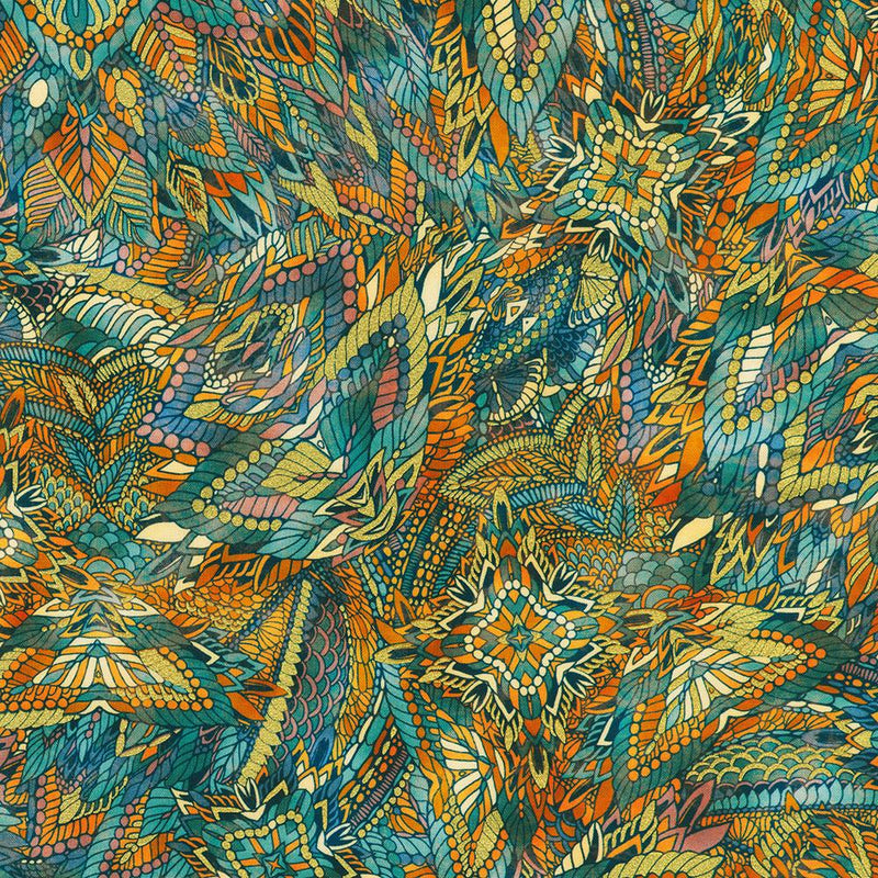 Teal w Orange Mini Stainglass Hint of Mauve Metallic