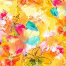 Orange, Yellow Pinks Large Floral Clustered Black Outline Flowers