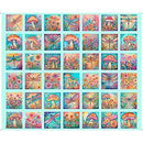 Panel: Bright Butterfly, Mushroom Floral Aqual 36" x 42" Spring Bling