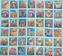 Panel: Bright Butterfly, Mushroom Floral Aqual 36" x 42" Spring Bling
